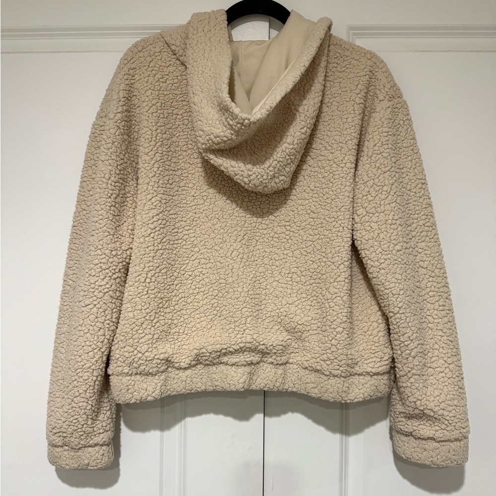 Pink Rose Cream Sherpa Zip Hoodie Jacket - Picture 3 of 4